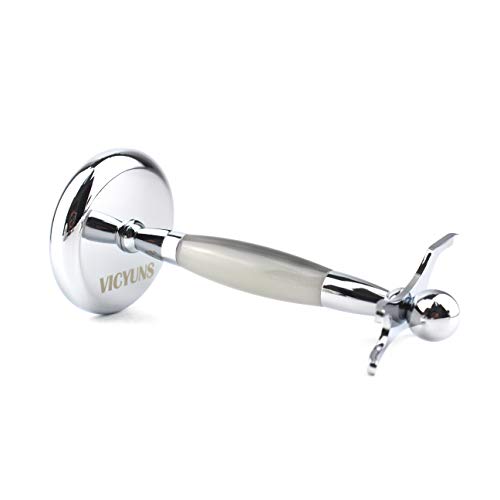VICYUNS Luxury Grooming Shaving Set for Men Including Double-sided Razor, Allergy Shaving Soap, Stainless Steel Mirror Bowl, Hair Shaving Brush,10 Replacement Blades (Gray)