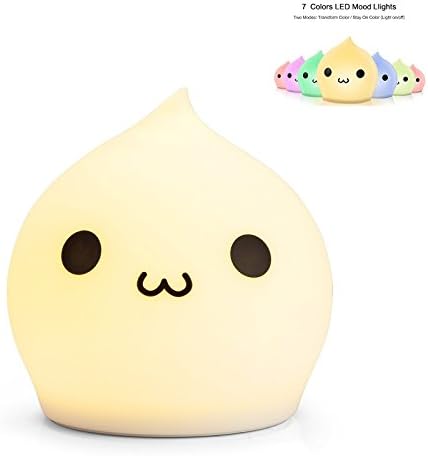 ECBUY Cute Waterdrop LED Children Night Light Warm White&amp;7-Color Breathing Manual &amp; 3 Light Modes Multicolor Silicone Baby Nursery Lamp Sensitive Tap Control Rechargeable by USB cable(included)