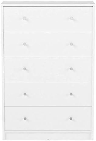 TvilumModern and Elegant Studio 5-Drawer Dresser (White)
