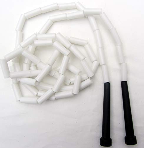 KIDS TEENS WHITE SKIPPING ROPE Jump Rope, Skipping Rope BEADED- SPEED 7ft Boxing Fitness Skipping Speed