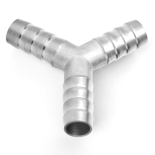 ERGAOBOY 2pcs 14mm Stainless Steel Hose Nozzle T-Piece SUS 304 Hose Fitting T Shape 3 Way Hose Fitting with 6 Pcs Clamp
