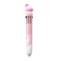 Mosichi 10 in 1 Multicolor 3D Flamingo 0.5mm Ballpoint Pen Retractable School Supplies Random Color