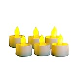 EcoGecko Set of 6 Indoor/Outdoor Tealight Flameless LED Candles with Timer, 400 hour Battery Life