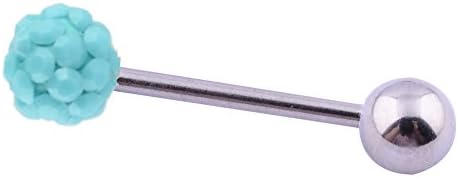 14GA 3/8" Made with Swarovski Crystals Single Crystal Disco Ferido Ball Straight Barbells Tongue Bar