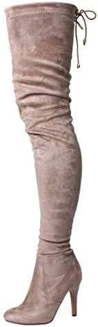 Sale New Ladies Taupe Brown Womens Over The Knee Wide Stretch Suede High Stilleto Suede Heel Zip Boots