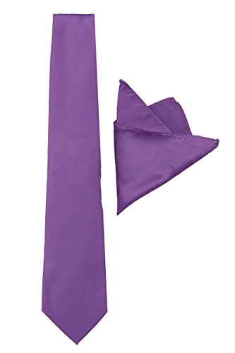 Men’s Necktie &amp; Hankie Satin Set_Big &amp; Tall_Extra Long_Plus Size_Solid Colors (Blush Lavender)
