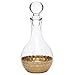 Whiskey Decanter Wine Carafe, Gold Plated Premium Glassware Hand Crafted Drinkware, Holiday Gift