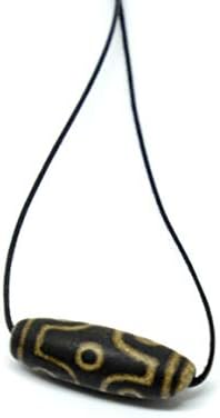 Old Tibetan Agate Dzi Bead Energy Pendant Necklace On Adjustable Cord (Five Eye Dzi Bead A Blessing from The Five Wealth Gods)