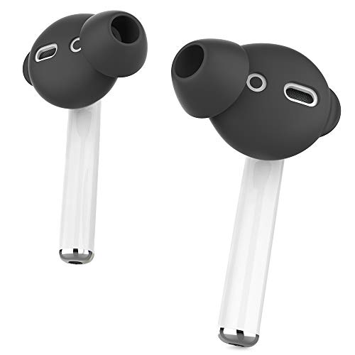 AhaStyle 3 Pairs Earbuds Cover Anti-Slip Ear Tips Silicone Compatible with Apple AirPods 2 & 1 or EarPods-【Not Fit in The Charging Case】(3 Pairs Small, Black)