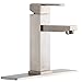 RBROHANT Bathroom Faucet, 1 or 3 Hole Vanity Sink Faucets with Deck Plate (Solid Brass, 3.95 Pounds, 8 inch) (Brushed Nickel)