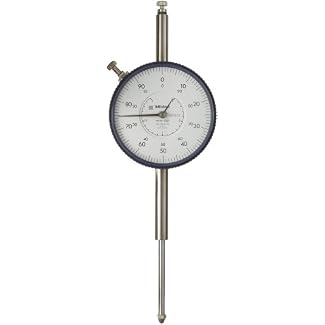 Mitutoyo 3424SB-19 Dial Indicator, #4-48 UNF Thread, 0.375″ Stem Dia., Flat Back, White Dial, 0-100 Reading, 3.071″ Dial Dia., 0-2″ Range, 0.001″ Graduation, +/-0.003″ Accuracy