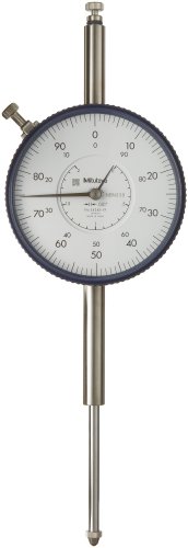 31C42adUfbL Mitutoyo 3424SB-19 Dial Indicator, #4-48 UNF Thread, 0.375" Stem Dia., Flat Back, White Dial, 0-100 Reading, 3.071" Dial Dia., 0-2" Range, 0.001" Graduation, +/-0.003" Accuracy