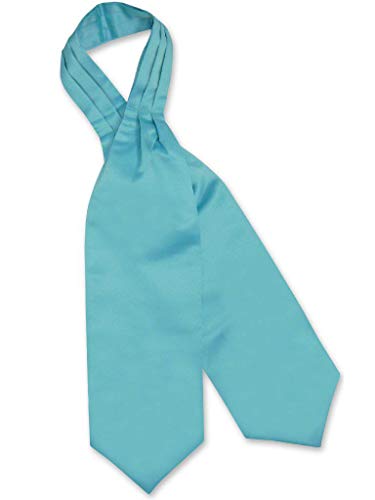 Vesuvio Napoli ASCOT Solid TURQUOISE AQUA BLUE Color Cravat Men's Neck Tie