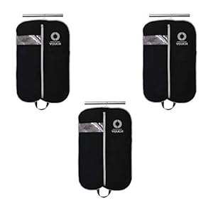 Vouch 3 Piece Non Woven Men’s Coat Blazer, Foldover Breathable Garment Bag, Black