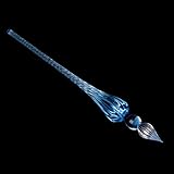 Kangnice Vintage Glass Dip Dipping Pen Signature Filling Ink Fountain Pens with Gift Box (Lake Blue)