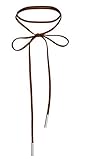 Punk Gothic Long Chain Necklaces Tassel Tattoo Choker Tube on the Ends (Brown+silver)