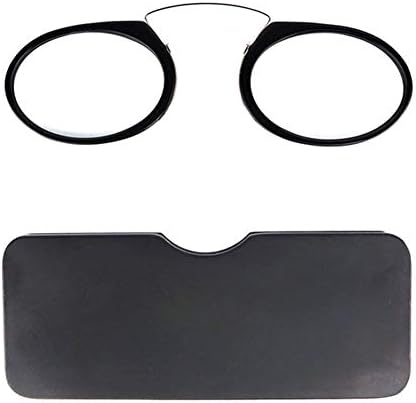 iSpchen Reading Glasses Portable Armless Men Women, Stylish Frameless Presbyopic Glasses with Pocket Case,Mini Magnifying Glass For Reading Black