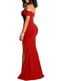 YMDUCH Vestido de noche formal largo con hombros descubiertos para mujer