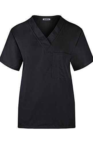 MedPro Women's Unisex Solid Medical Scrub Set V-Neck Top Cargo PantsÂ  Black M - Thumbnail 2