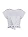 Women's Cotton White Summer Tie Front Short Sleeve Round Neck Crop Top, X-Large