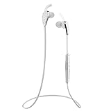 GLCON GS-09 Mini Lightweight Sport Wireless Stereo Bluetooth BT Headset Headphones Earphone Earpiece Earbuds with Microphone Mic, A2DP, Noise Cancellation, Music Remote Control, for Bike Cycling, GYM, Running, Exercises of Apple iPhone 6 6 plus 5 5s 5c, iPhone 4 4s, iPad 1 2 3, iPad Air Mini, iPod and Samsung Galaxy S2, S3, S4, S5, Galaxy note 4 3 2, Android Cell Phones and Other Bluetooth Devices (White)