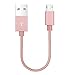 Short Micro USB Charging Cable, Linwood[25cm] Premium Short Nylon Braided Smooth Speed Android Charger Cable Compatible with Samsung, LG, Motorola, Tablet,Smart Phone,Power Bank and More (Pink-0.8ft)