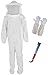 Professional Beekeeping Suit Cotton Bee Keeping Suit Protective Bee Keeping Jacket with Veil Hood (White-2, one Size)