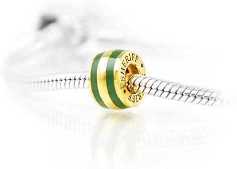 Thin Line Sheriff Charm, Elegant Vermeil Gold on Sterling Silver