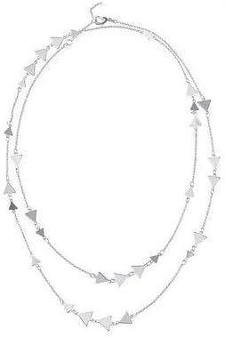 Fashion Stella Style Alexia Fringe Statement Necklace Dot Triangle Long Necklace SILVER