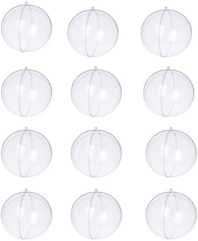 Hahago Clear Plastic Acrylic Fillable Transparent Ball Ornament Bauble Sphere for Wedding Party Christmas Home Decor (70mm, Set of 12Pcs)