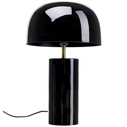 KARE Lampara Mesa Loungy Minimalista Negro/Oro de Acero Lacado con Forma de Seta y Base Cilíndrica - 38x25x25cm - 230 V, E14, max. 40 Vatios, Cable 200cm, Clase A-E