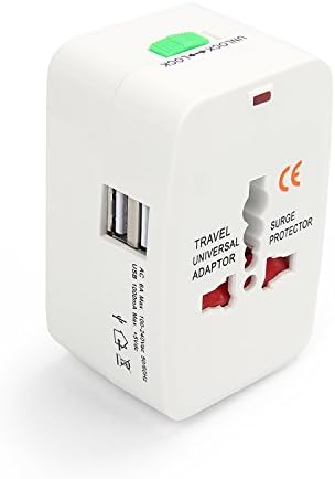 Universal Travel Adapter, DAXIN DX Multifunction World Travel Adapter All in One Travel Plug Charger Smart USB Ports for iPhone, Android (2 USB)