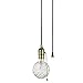 Edison 1-Light Plug-In Mini Pendant, Bronze, Matte Finish, Designer Black Fabric Cord, Pull Chain On/Off Switch,65446