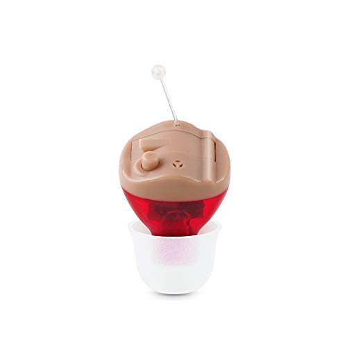 TKING Digital Hearing Amplifier for Adults,Fit Both Right and Left Ear (Red, Battery Type)