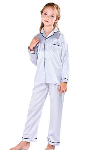 Horcute Pajamas Little Kid Sleepwears Set Pjs Clothes Long Sleeve Silver 150# 7-8Y