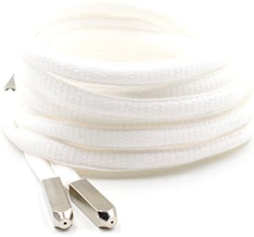 Rope Lace Yeezy Laces With Silver Metal Tips Aglets (White)
