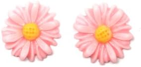 Idin Clip-on Earrings - Baby pink daisy flower clip-on earrings (approx. 13 x 13 mm)