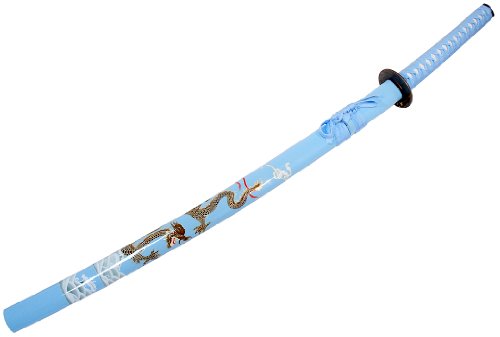 Isaazon 40.5" Collectible Dragon Katana Samurai Sword Ninja Blue - Thumbnail 3
