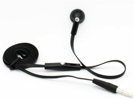 Flat Cable Black Handsfree Mono Headset Single Earphone Earbud Microphone for Net10 / Straight Talk / Tracfone LG Optimus Dynamic / Dynamic 2 / Optimus Logic / Optimus Net / Optimus Q / Optimus Showtime / Optimus Black / Optimus ULTIMATE