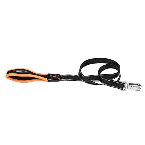 Ferplast ERGOFLUO G Dog Lead - MATIC Automatic Closure Technology - Soft Padding - Reflective & Anti-Abrasion - Extra-Resistant Seams - Italian Design - 120 x 2 cm, Orange