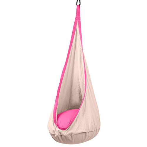 Driftsun Hammock Pod Kids Swing / Outdoor and Indoor Children's Hammock Chair Nook Sensory Seat - Hardware Included (Pink)