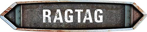 Any and All Graphics Vintage Weathered Looking Double Point RAGTAG 8" Vinyl Decal Street Sign Design