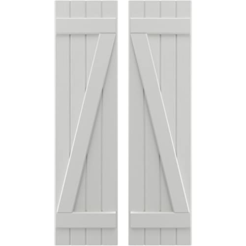 14"W x 65"H Americraft Four Board (2 Batten) Exterior Real Wood Joined Board-n-…