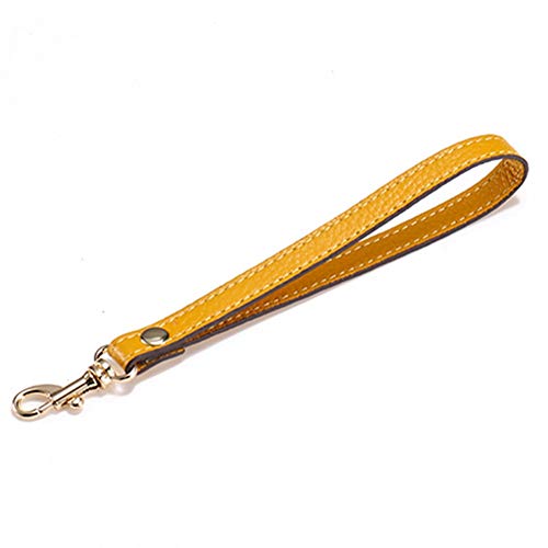 Egurs Genuine Leather Wrist Strap DIY Replacement Strap for Wallet Clutch Wristlet Purse Keys Keychain Pouch yellow