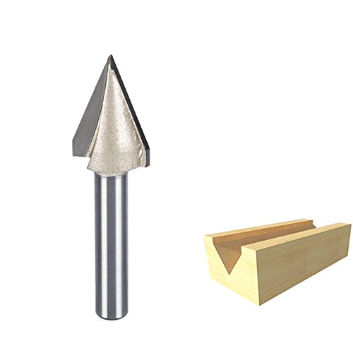 HUHAO 45 Degree Router Bits V-Groove Bit Cutting Tool with 19/32-Inch Cutting Diameter And 1/4-Inch Shank