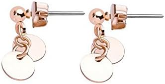 findout Ladies rose Gold Plated Titanium Steel Classic simple round earrings, For Women Girls (f1807)