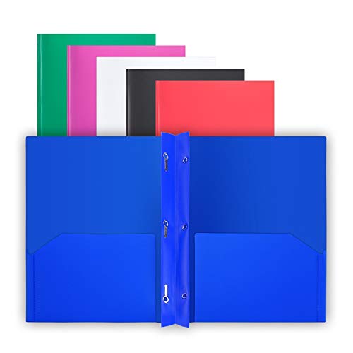 Comix Plastic 2Pocket Folder with 3Prong Letter Size Poly Folders