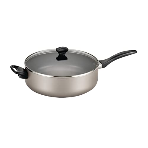 Farberware Spülmaschinenfester, antihaftbeschichteter Jumbo-Kocher/Sautépfanne mit Hilfsgriff, 6 Quart, silberfarben