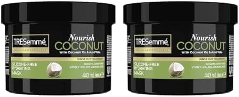 TRESemmé Nourish Coconut Hydrating Mask rinse-out hair treatment with Coconut Oil & Aloe Vera for smooth, shiny, healthy-looking hair 440 ml (Pack of 2)