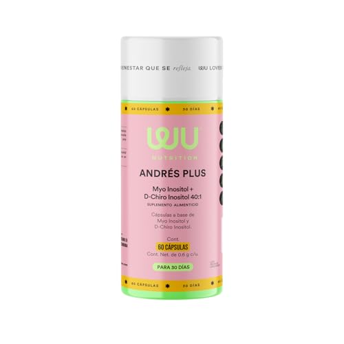 WU Nutrition ANDRÉS PLUS | Myo Inositol y D-Chiro Inositol 40:1 | Suplemento alimenticio para Mujer | Sumplemento Femenino Premium | Myo Inositol Puro con Vitaminas para Mujer | Inositol Capsulas | 60 Cápsulas | 1 mes de consumo